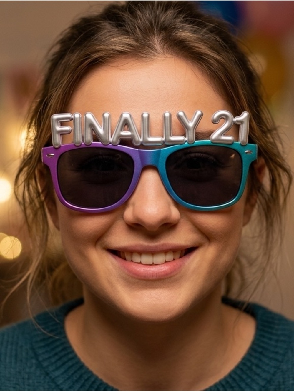 4 Pairs ~ 21st Birthday Novelty Blue-Green Ombre Sunglasses with Dark Lenses